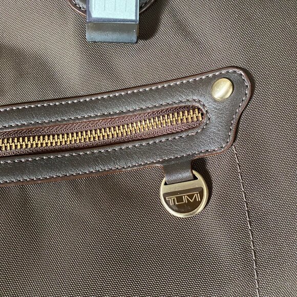 TUMI  Brown Nylon and Leather Tote Travel Carry-On Bag - Picture 5 of 16